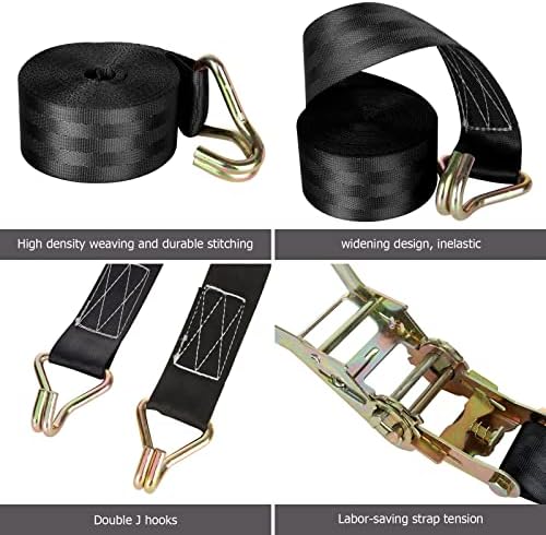 2 Pack 2 Inch Ratchet Straps Heavy Duty 20ft Tie Down Straps Ratchet - Image 3