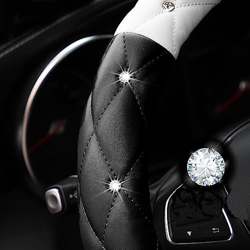 YOGURTCK Cute Diamond Soft Leather Anti-Slip Steering Wheel Cover - Image 4