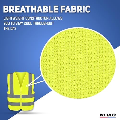 Neiko High Visibility Safety Vest, ANSI Class 2, No Pocket - Image 4