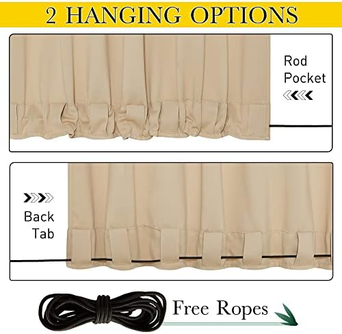 NICETOWN Outdoor Curtains for Patio Waterproof W84xL108 Biscotti Beige - Image 4