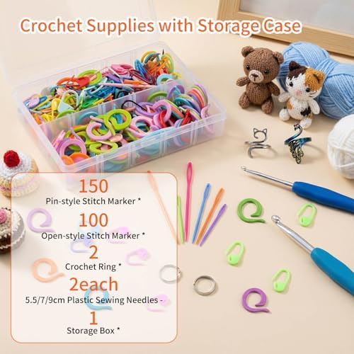 SPEENSUN 3.5 OZ Yarn Winder, 258-Piece Crochet Accessories Kit - Image 5