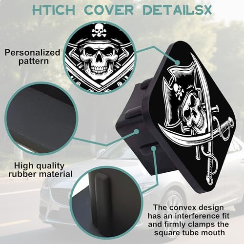 Trailer Hitch Cover, Pirates Skull Head - Image 4