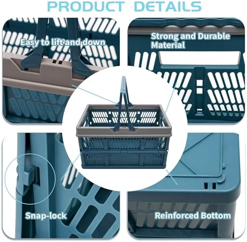 VALESKA 17" Plastic Milk Crate, 33L Collapsible Crates - Image 5
