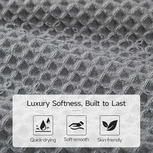 REDKISS Soft 8 Piece Waffle Towel Set, Microfiber, Lighter Weight, Quick Dry - Image 4