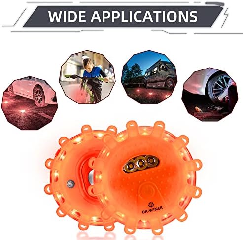 12 Pack LED Road Flares, Type-C Rechargeable Magnetic Safety Kit - Image 2