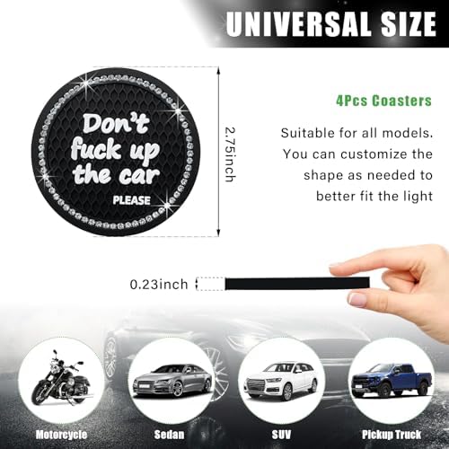 Ziciner 4 Pack Bling Car Cup Holder Coaster, 2.75 Inch Anti-Slip Auto Insert - Image 2