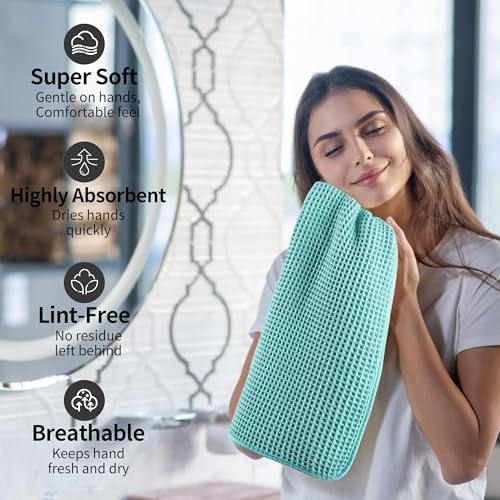 Microfiber Waffle Hand Towels, 2 Pieces, Fast Drying, Lint Free 430 GSM - Image 4