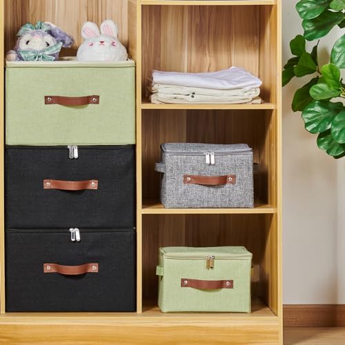 Storage Bins with Zipper Lids Decorative Lidded Baskets Boxes - Image 5