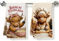 2 Pcs Baking My Feelings Again Kitchen Towels, Cows Soft Waffle Hand Towels by ZHAMEN