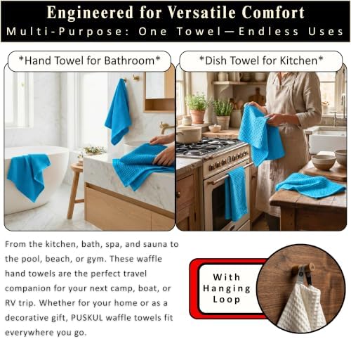 PÜSKÜL Natural 100% Turkish Cotton Waffle Kitchen and Hand Towels - Image 6