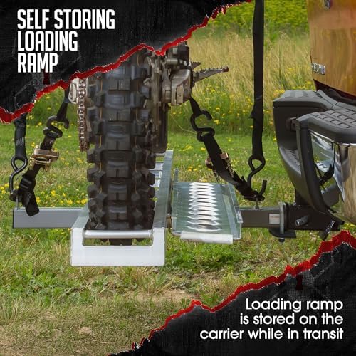 Black Widow Aluminum Dirt Bike Hitch Carrier, 400 lb, Extra-Long 6 Ft Ramp - Image 6