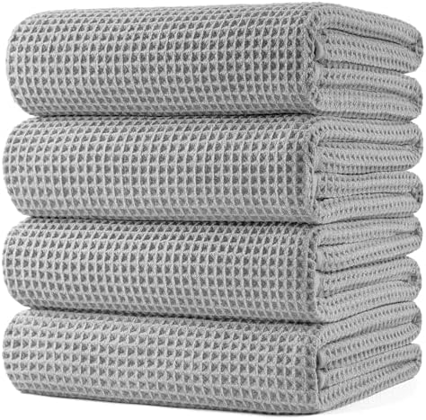POLYTE 430 GSM Poly Blend Microfiber Quick Dry Waffle Bath Towel, 30x60 in by Polyte