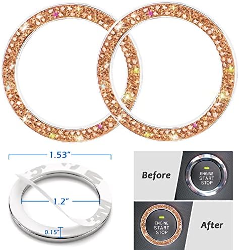 ToBeQueen 15 Pack Champagne Gold Bling Car Accessories Set - Image 7