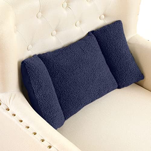 Queekay Fleece Lumbar Support Pillow 3 Section Back Pillow, Deep Blue by Queekay