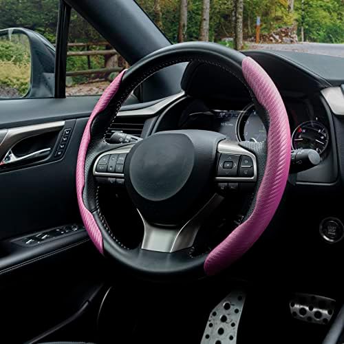 Amiss 2pcs Carbon Fiber Anti-Skid Steering Wheel Cover, Waterproof & Segmented - Image 6
