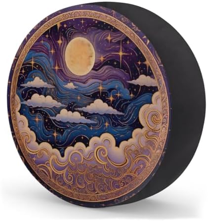 Spare Tire Cover for RV Trailer, Boho Ethnic Moon Waterproof Sun Leather Wheel - Image 2