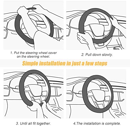 Moly Magnolia 15 Inch Car Steering Wheel Cover, Bright Black/Red - Image 4