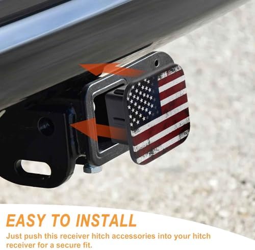 Retro American Flag Tow Hitch Covers Heavy Duty Rubber Trailer Hitch Cover 2" - Image 4
