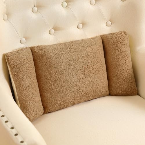 Queekay Fleece Lumbar Support Pillow 3 Section Back Pillow, Light Tan by Queekay