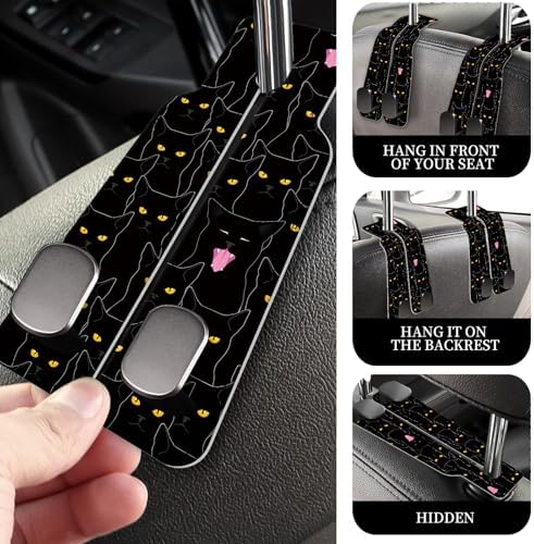 PU Leather Car Seat Hook, Storage Headrest Hanger, Cute Car Backseat Organizer - Image 3