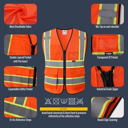 JKSafety Safety Vest for men women Hi Vis Vest - Image 2