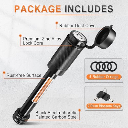 JUSTTOP Trailer Hitch Receiver Pin Lock, 5/8" Dia 2-3/4" Long Pin Trailer Lock - Image 3