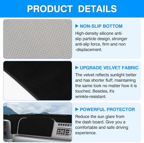 Autorder Dashboard Cover Mat for 1999-2004 Ford F250 F350 F450 Super Duty - Image 6