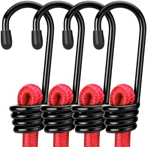 WORKPRO 24" Bungee Cords with Hooks, 4 Pack Heavy Duty Outdoor Bungee Strap by WORKPRO