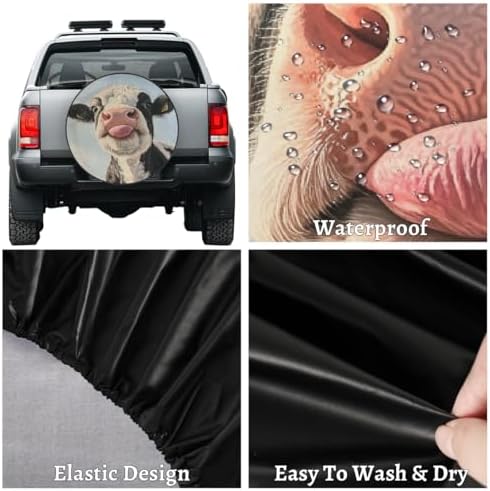 Spare Tire Cover for RV Trailer, Funny Animal Cows Waterproof Sun Leather Wheel - Image 4