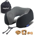 napfun Neck Pillow for Travel, Memory Foam Airplane Pillow, Charcoal Black by NAPFUN