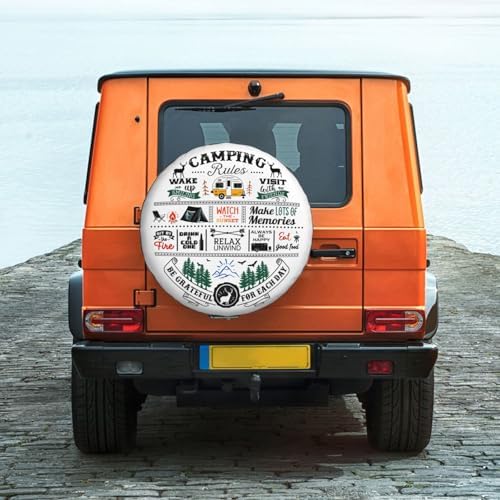Camping Rules Spare Tire Cover Camper Wheel Covers Weatherproof Universal Wheel - Image 6