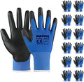 DULFINE Safety Work Gloves for Men & Women 12 Pairs, PU Coated Blue M by DULFINE