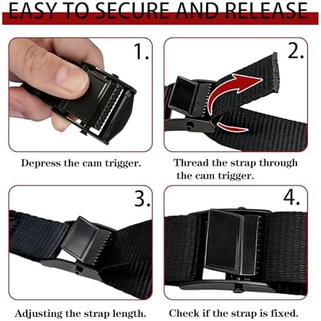 Lashing Straps with Buckles, 1 Inch × 5 Feet, Cargo Tie-Down Strap - Image 4