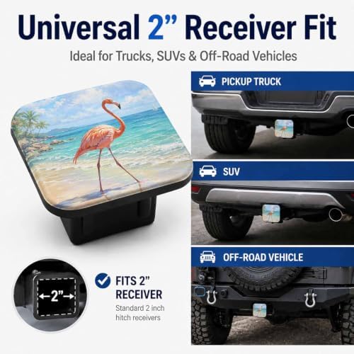 Beach Flamingo Hitch Cover Receiver Tube Hitch Plug, Tool-Free Install Tow - Image 4