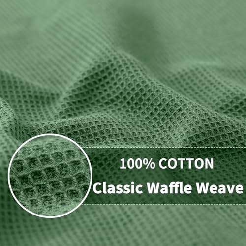 Homaxy 100% Cotton Waffle Weave Kitchen Towels, 4 Pack, Grass Green - Image 3