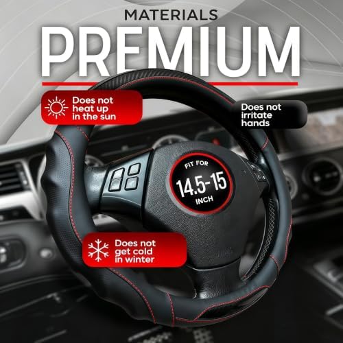 Leather Car Steering Wheel Cover, 14.5-15Inch Anti-Slip Steering Wheel Cover - Image 4