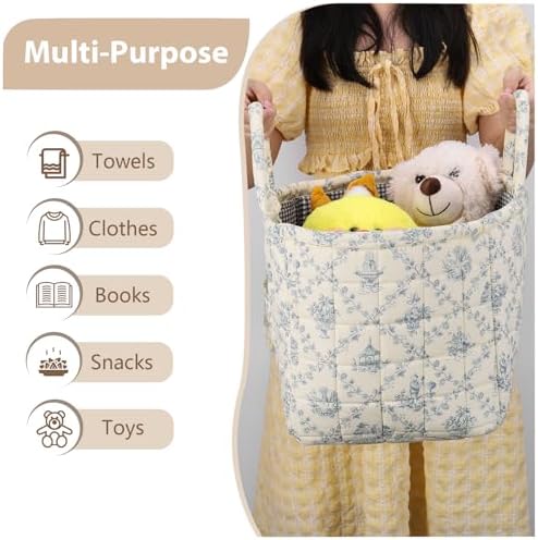 Storage Basket Boho Fabric Large Collapsible Floral Laundry Nursery Hamper - Image 4