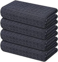 Homaxy Microfiber Waffle Weave Kitchen Towels, 4 Pack, Dark Grey by Homaxy