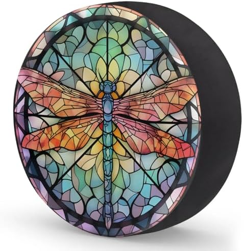 Spare Tire Cover for RV Trailer, Glass Dragonfly Pattern Tire Covers Universal - Image 2
