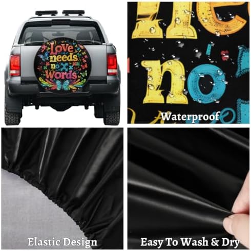 Autism Word Color Spare Tire Cover Dust-Proof Wheel Protector - Image 4