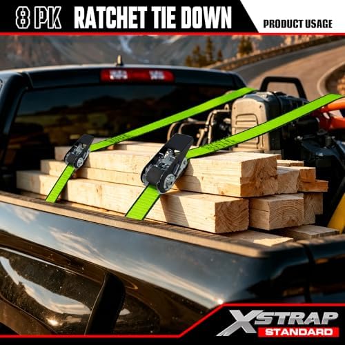 XSTRAP STANDARD 8 PK Ratchet Straps 1"x14ft Tie Down - Image 2