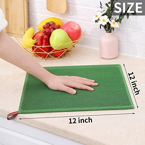 Homaxy 100% Cotton Waffle Weave Kitchen Dish Cloths 6-Pack, Grass Green - Image 5