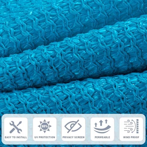 Cool Area Sun Shade Cloth with Grommets, Turquoise Blue - Image 4