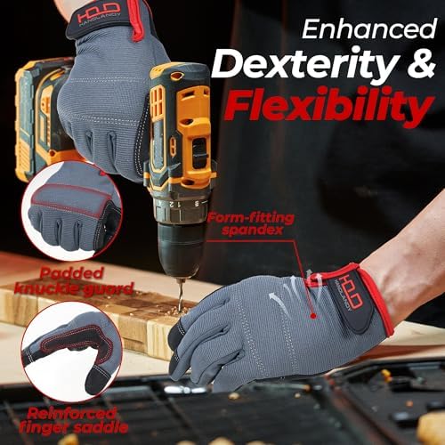 HANDLANDY Work Gloves for Men & Women, Utility Mechanic Working Gloves Touch - Image 3
