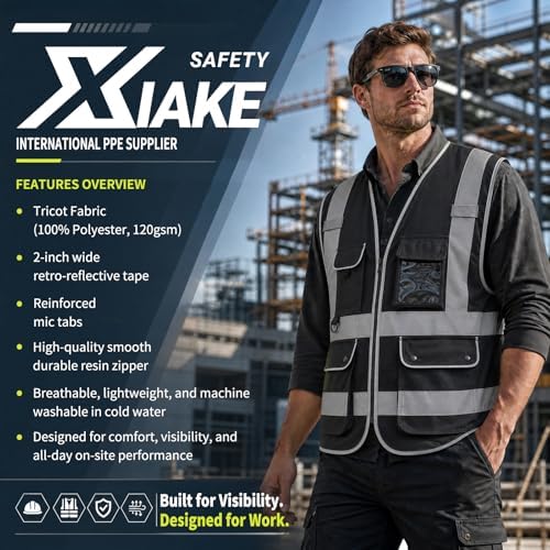 XIAKE Reflective Safety Vest for Men & Women High Visibility Class 2 Vest - Image 4