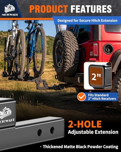 METOWARE Trailer Hitch Extender Fits 2" Receiver 2" Drop/Rise 7500 LBS GTW - Image 6