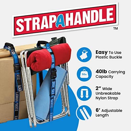 6' Carry Strap with Handle | 2-Pack | Adjustable Belt | Easy, Carrying Heavy - Image 2