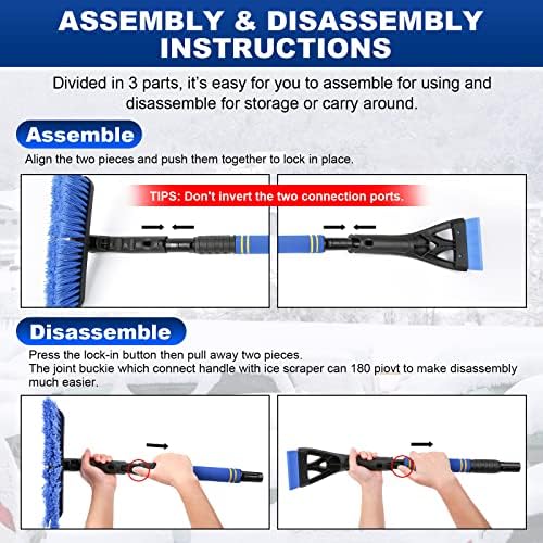 BFONS 2PCS Ice Scrapers for Car Windshield, 2-in-1 Snow Scraper and Snow Brush - Image 6