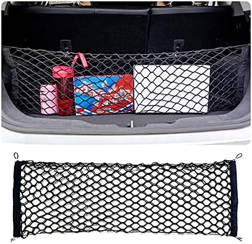 Car Rear Cargo Net with Good Elasticity&Tensile Strength Trunk Net Organizer by SSNNUU