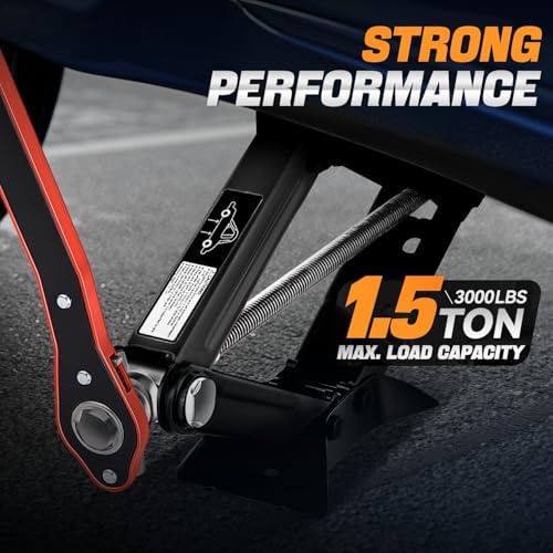 Auto Dynasty Scissor Car Jack, 1.5 Ton Scissor Jacks, Lifting Range 15.2" to 4" - Image 2
